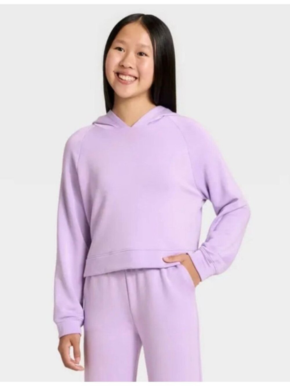 All In Motion Girls' Modal PulloverHoodie Lilac Purple Large